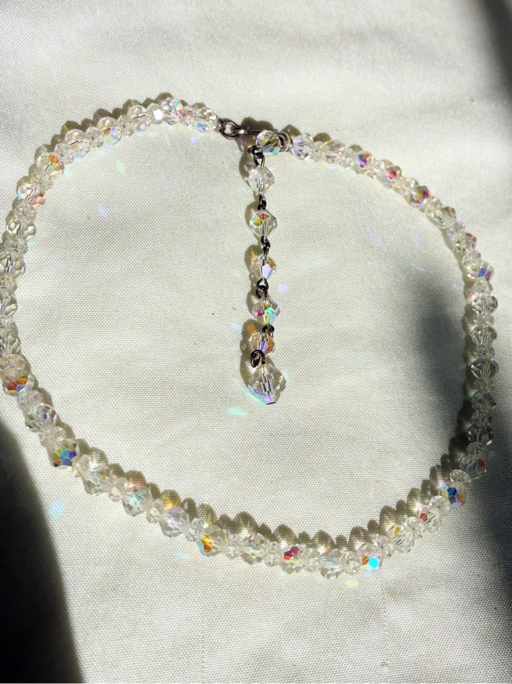 Crystal Aurora Borealis Beaded Choker Necklace - Clear